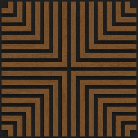 Mexen Linea 02 akustinė sieninė plokštė 60 x 60 cm (4 vnt.), veltinis 9 mm, techninis fanera, Natūralus Ąžuolas