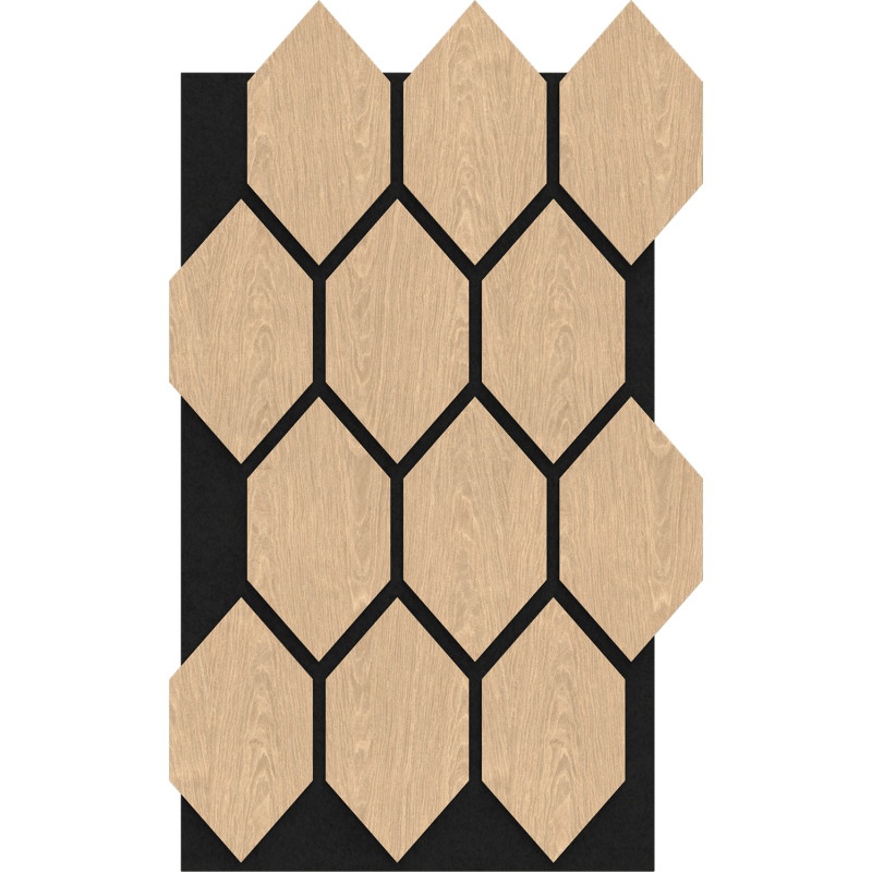 Mexen Form 01 sieninis akustinis skydas 91 x 56 cm (4 vnt.), veltinis 9 mm, techninis faneros fanera, Balinta Ąžuolas
