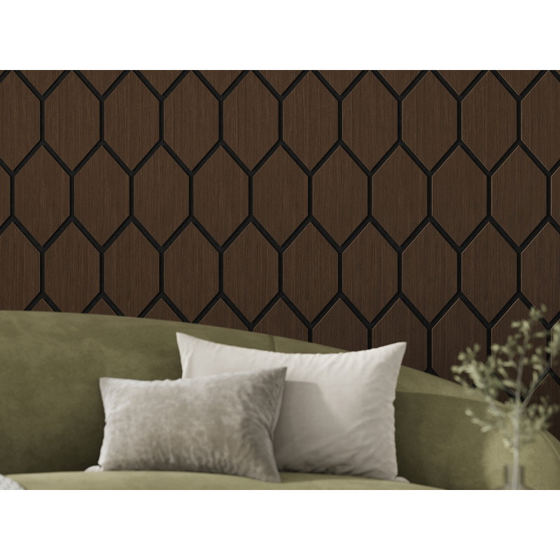 Mexen Form 01 akustinė sieninė plokštė 91 x 56 cm (4 vnt.), 9 mm veltinis, techninis fanera, Mocca ąžuolas