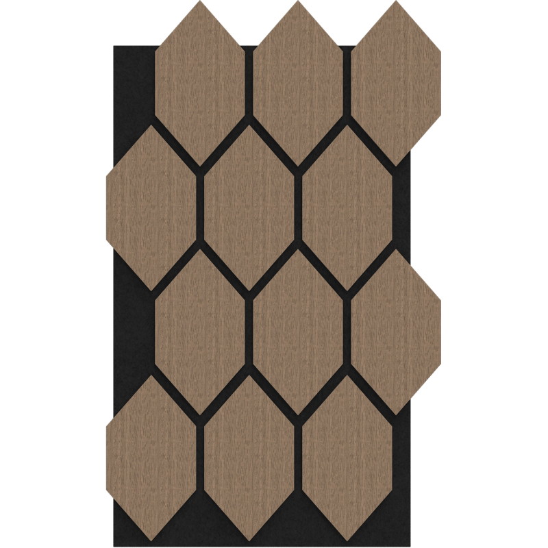 Mexen Form 01 sieninė akustinė panelė 91 x 56 cm (4 vnt.), veltinis 9 mm, techninis faneris, Šviesus Riešutas