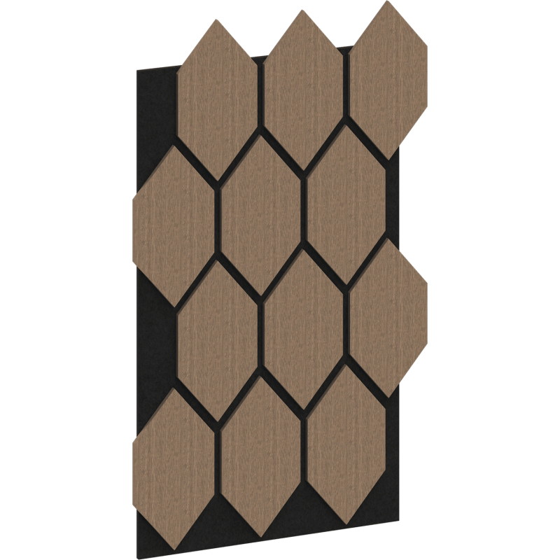 Mexen Form 01 sieninė akustinė panelė 91 x 56 cm (4 vnt.), veltinis 9 mm, techninis faneris, Šviesus Riešutas