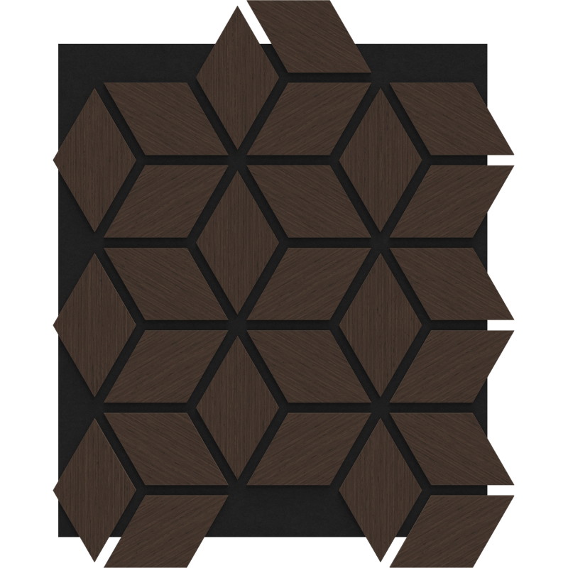 Mexen Form 02 akustinė sieninė plokštė 81 x 66 cm (4 vnt.), veltinis 9 mm, techninis fanera, Mocca ąžuolas