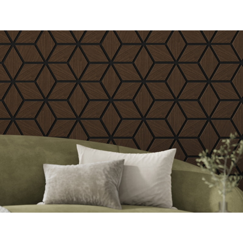 Mexen Form 02 akustinė sieninė plokštė 81 x 66 cm (4 vnt.), veltinis 9 mm, techninis fanera, Mocca ąžuolas
