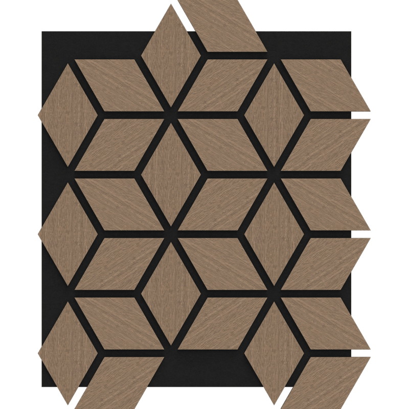 Mexen Form 02 garso slopinimo sieninis skydas 81 x 66 cm (4vnt.), 9 mm veltinis, techninis faneras, Šviesus Riešutas