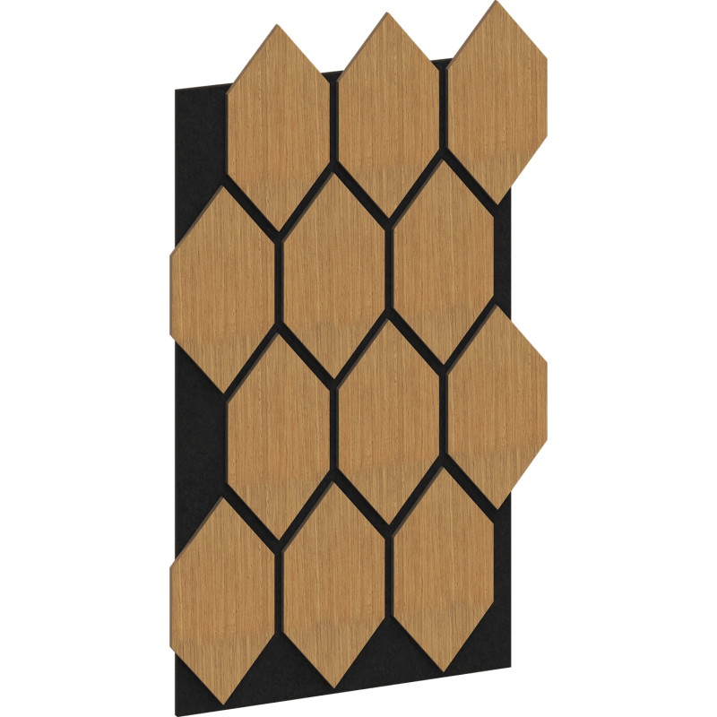 Mexen Form 01 akustinė sieninė plokštė 91 x 56 cm (4 vnt.), 9 mm veltinis, techninis faneras, Classic ąžuolas