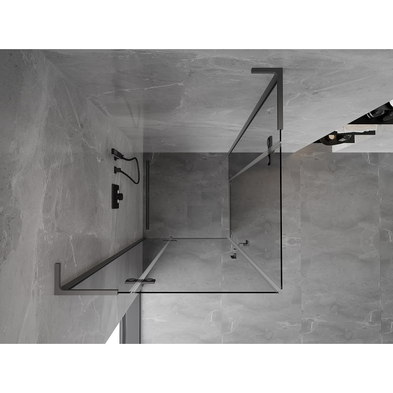 Mexen Mist-H L Dviguba dušo kabina su varstomomis durimis 80 x 80 cm, skaidri, ginklų metalas - 8A5L-080L-080P-95-00