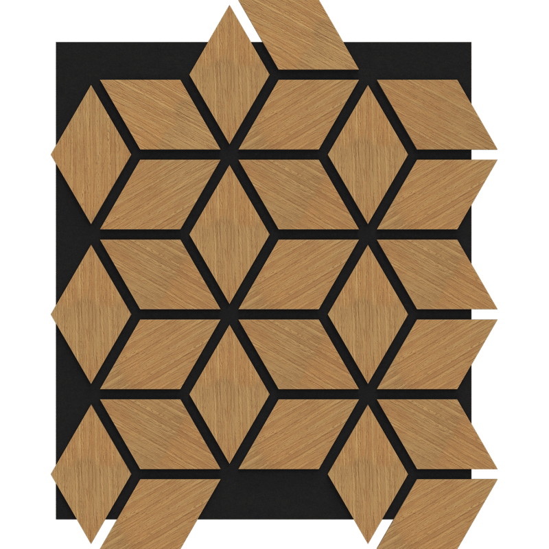 Mexen Form 02 akustinis sieninis skydas 81 x 66 cm (4 vnt.), 9 mm veltinis, techninis faneruotas ąžuolas Classic