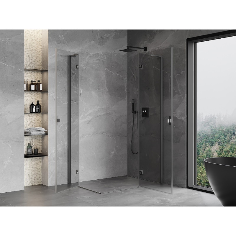 Mexen Mist-H L Dvigubas dešinysis dušo kabinos durys 100 x 105 cm, skaidrus, šautuvas metalas - 8A5L-100L-105P-95-00