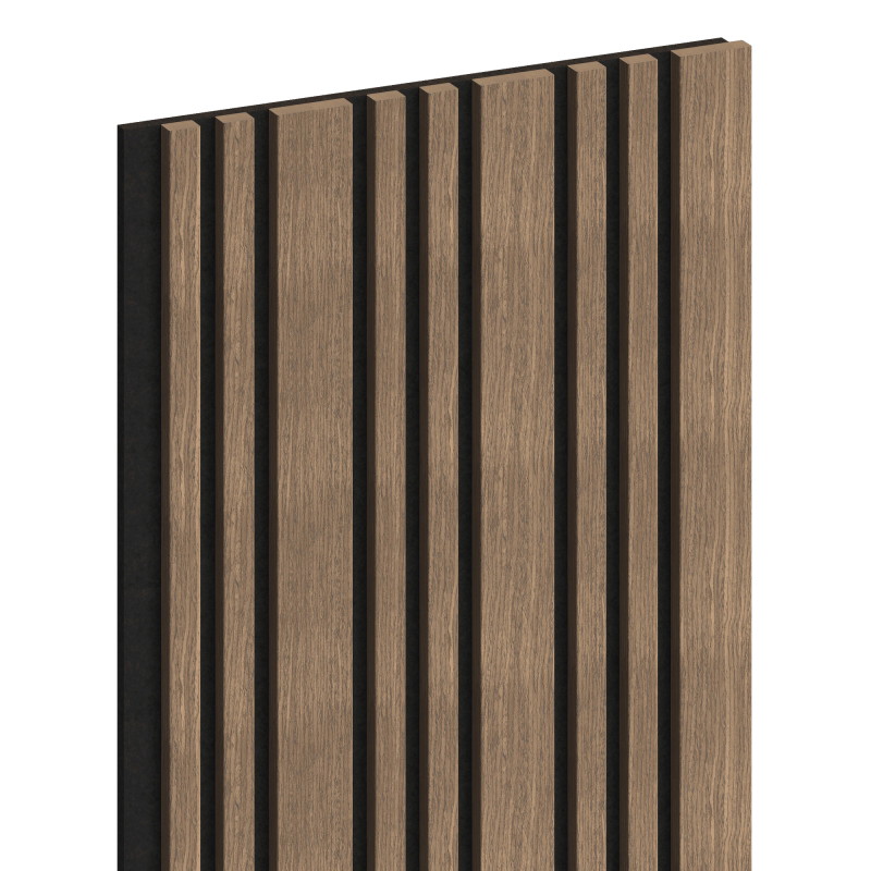 Mexen Lam-F Slim 01 akustinės sieninės juostelės 280 x 36,5 cm, veltinis 9 mm, techninis fanera, Tamsiai Riešutas
