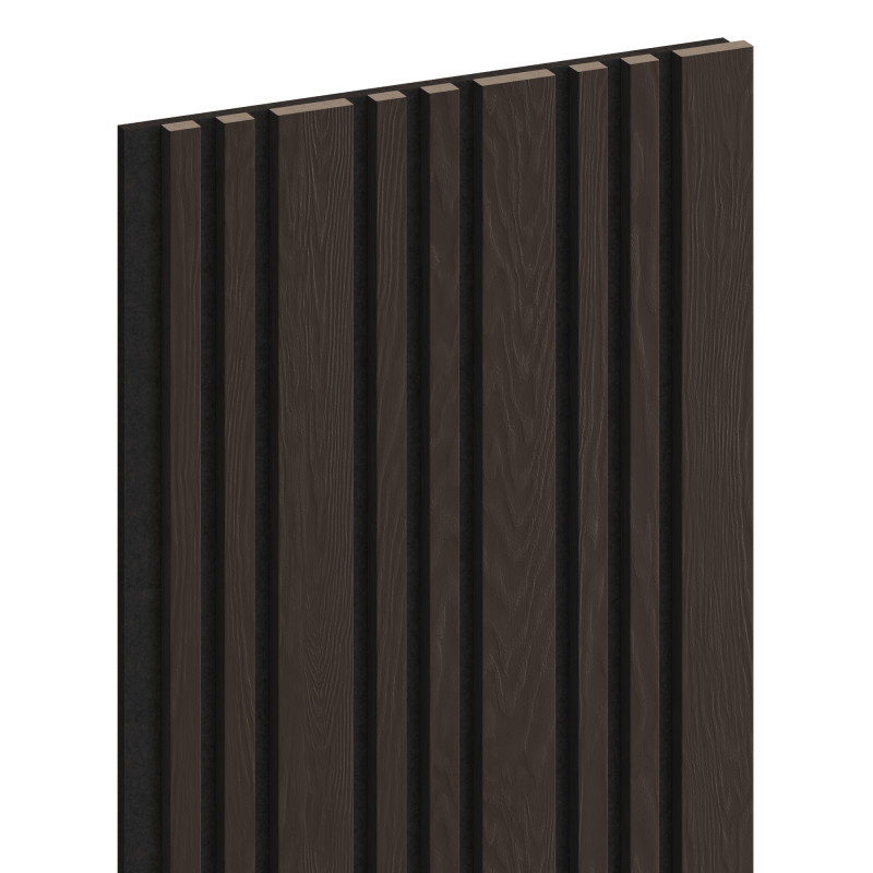 Mexen Lam-F Slim 01 akustinės sieninės lentjuostės 280 x 36,5 cm, veltinis 9 mm, techninis lukštas, Juodas Ąžuolas