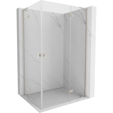 Mexen Mist-H L Duo varstoma dešinė pusė dušo kabina 75 x 90 cm, permatoma, šlifuotas nikelis - 8A5L-075L-090P-97-00