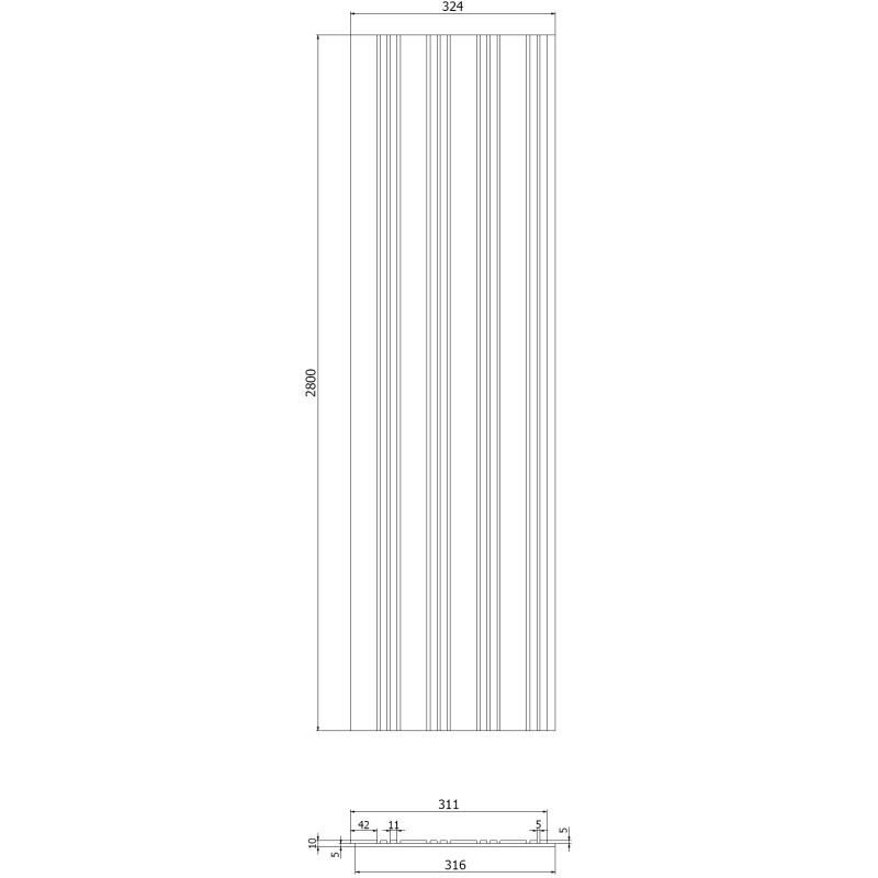 Mexen Lam-F Nano 01 akustinės sienų lamelės 280 x 32,4 cm, 9 mm veltinis, techninis fanera, Mocca ąžuolas - S108-280-01-045