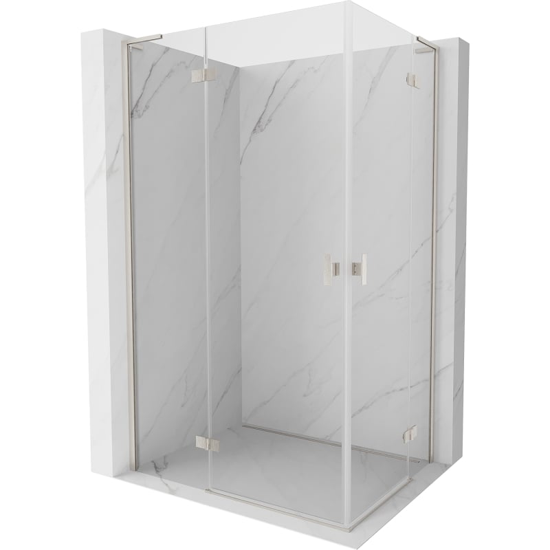 Mexen Mist-H L Dvigubas kairysis dušo kabina 115 x 95 cm, skaidrus, šlifuotas nikelis - 8A5L-115L-095P-97-00