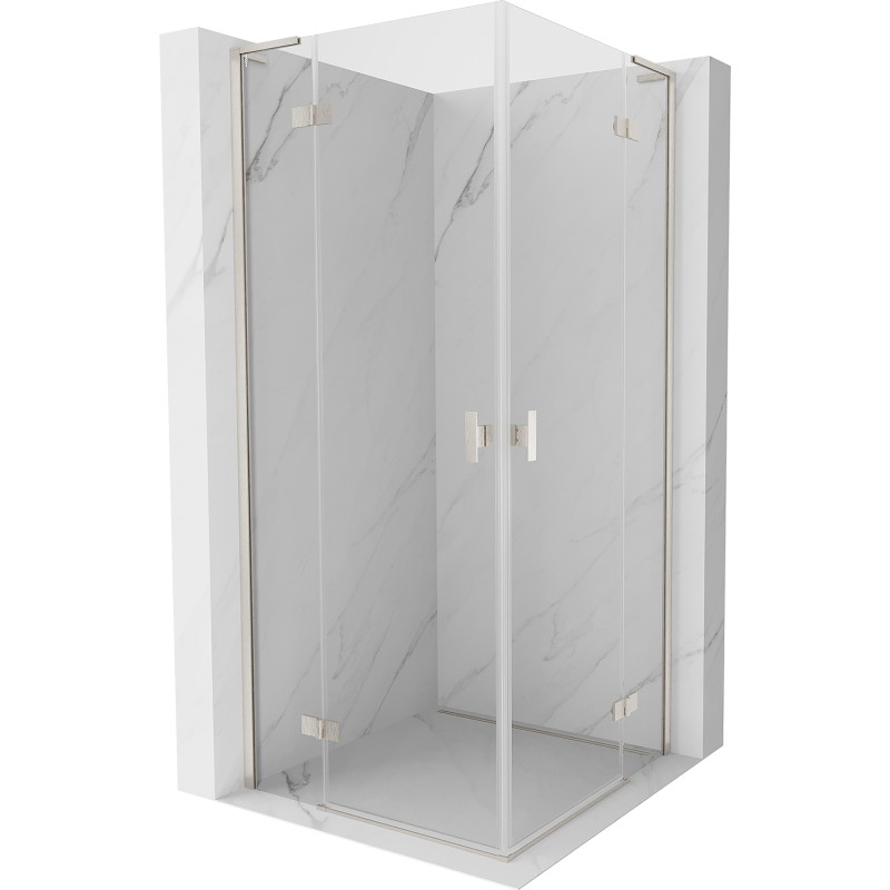 Mexen Mist-H L Duo atveriamas dušo kabina 115 x 115 cm, permatomas, šlifuotas nikelis - 8A5L-115L-115P-97-00