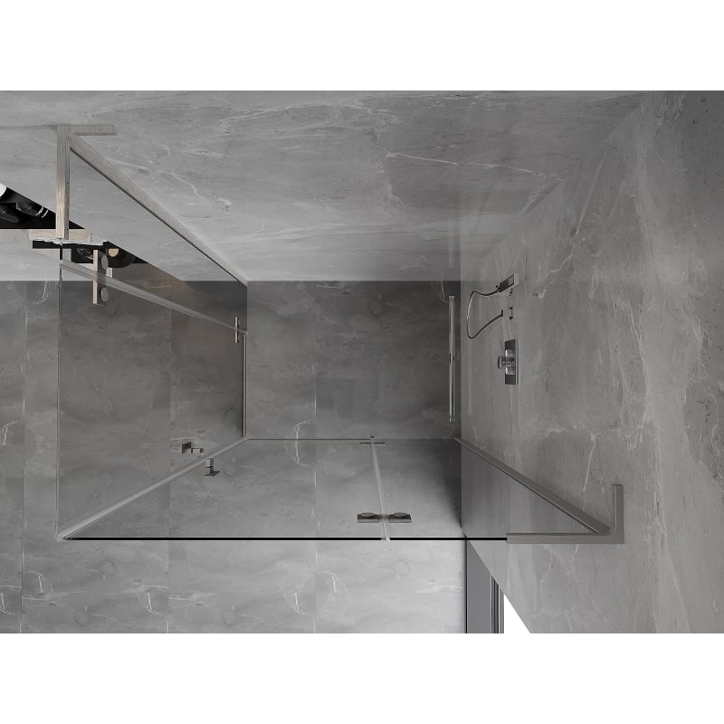 Mexen Mist-H L Dviguba dešinė pusė atverčiama dušo kabina 115 x 120 cm, skaidri, šlifuotas nikelis - 8A5L-115L-120P-97-00