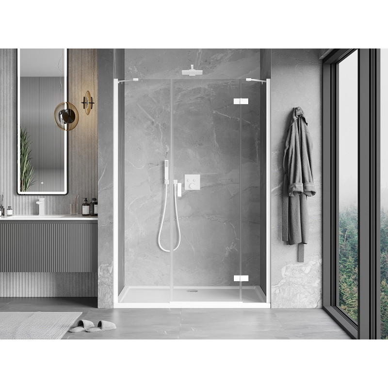 Mexen Mist-H dušo durys dešinės pusės 125 cm, skaidrios, baltos - 8A5-125-001-20-00-P