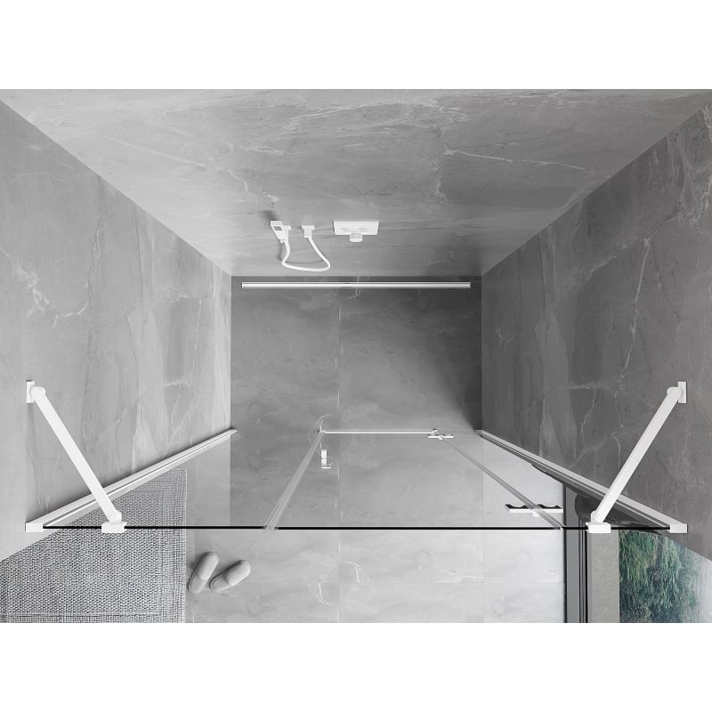 Mexen Mist-H dešros durys prausimosi teisės 135 cm, skaidrios, baltos - 8A5-135-001-20-00-P