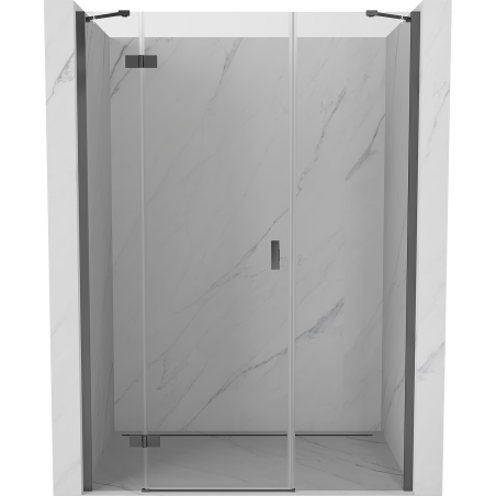 Mexen Mist-H kairiosios pusės atidaromos dušo durys 155 cm, skaidrios, gunmetal - 8A5-155-001-95-00-L