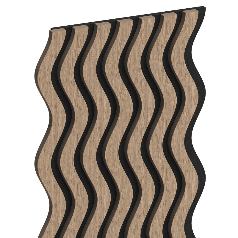 Mexen Lam-SF 02 sieninės akustinės plokštės 280 x 30 cm, 9 mm veltinis, techninis fanera, Šviesus Riešutas