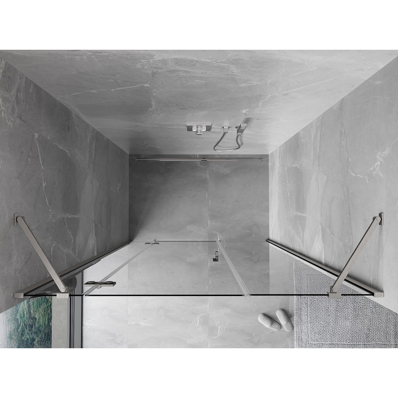 Mexen Mist-H kairiosios pusės varstomos dušo durys 145 cm, skaidrios, šveistas nikelis - 8A5-145-001-97-00-L