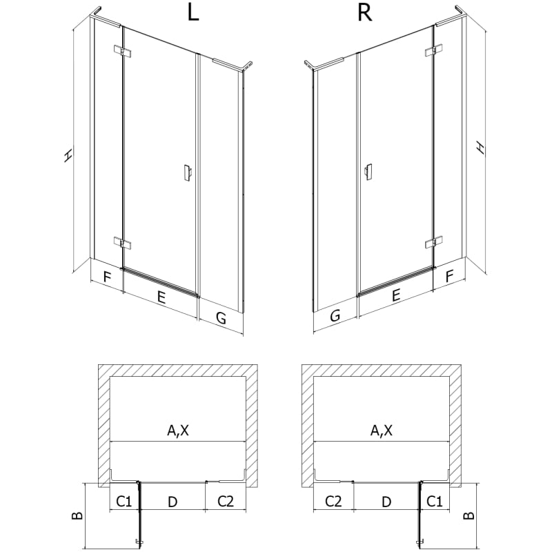 Mexen Mist-H L kairinės varstomos dušo durys 120 cm, skaidrios, baltos - 8A5L-120-001-20-00-L