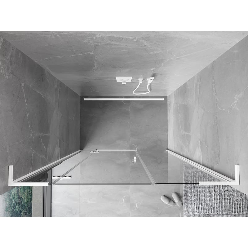 Mexen Mist-H L kairinės varstomos dušo durys 120 cm, skaidrios, baltos - 8A5L-120-001-20-00-L