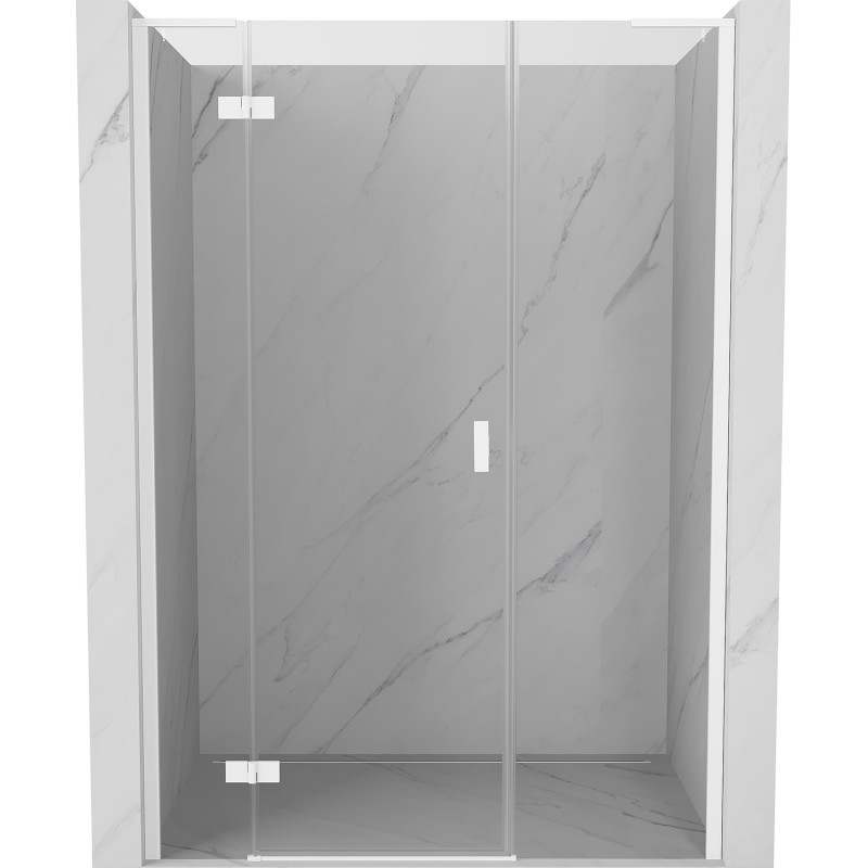 Mexen Mist-H L kairinės, skaidraus stiklo dušo durys, 160 cm, baltos - 8A5L-160-001-20-00-L