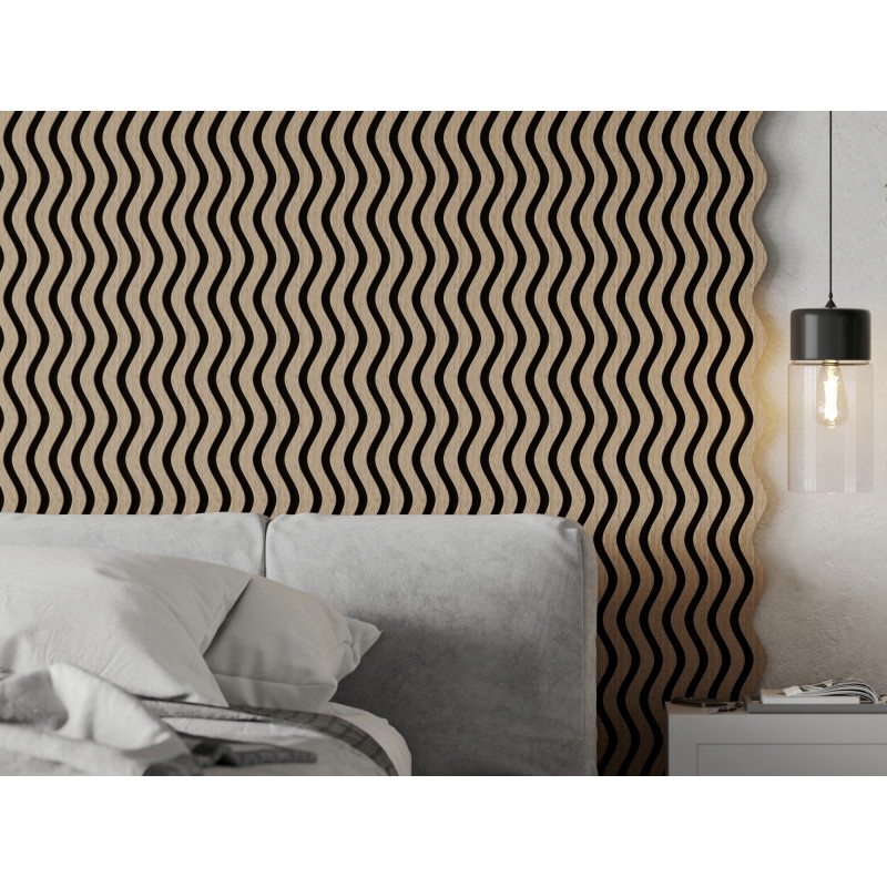 Mexen Lam-SF 02 sieninės akustinės plokštės 280 x 30 cm, 9 mm veltinis, techninis fanera, Šviesus Riešutas