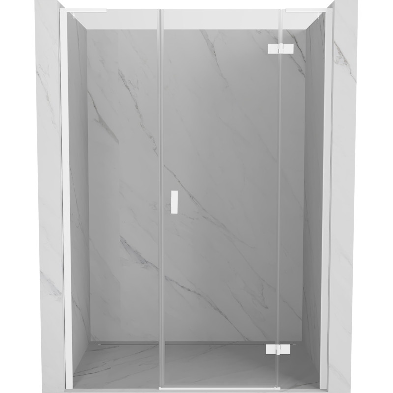 Mexen Mist-H L dešinės pusės atveriamos dušo durys 130 cm, skaidrios, baltos - 8A5L-130-001-20-00-P