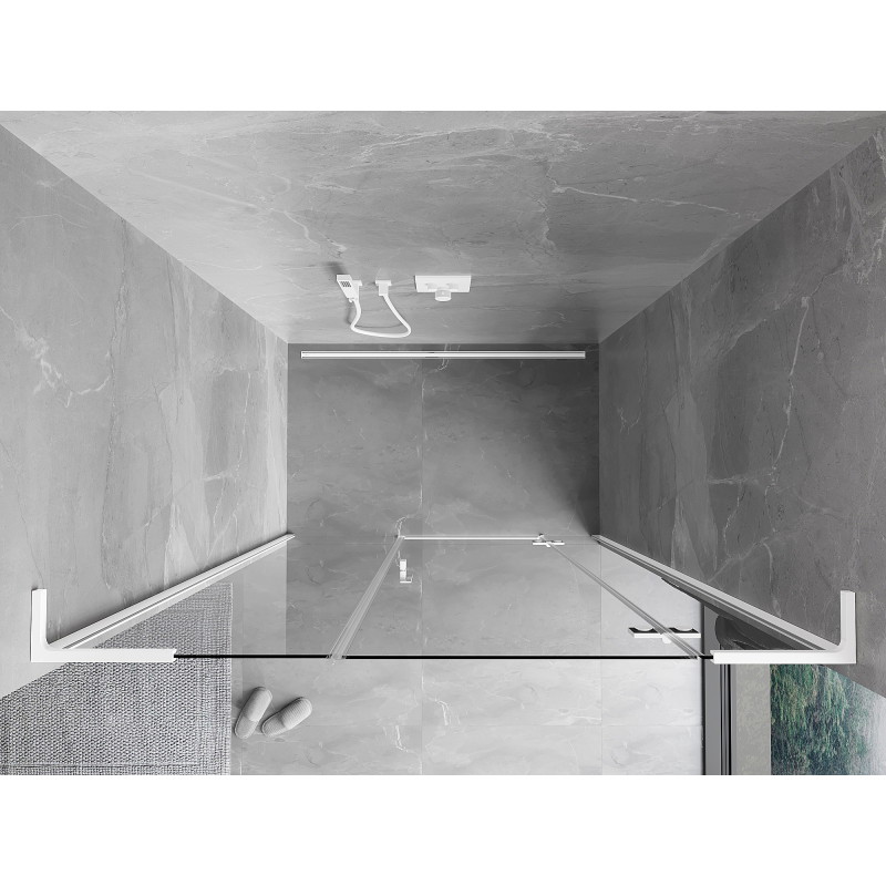 Mexen Mist-H L dešinės pusės atveriamos dušo durys, 135 cm, skaidrios, baltos - 8A5L-135-001-20-00-P