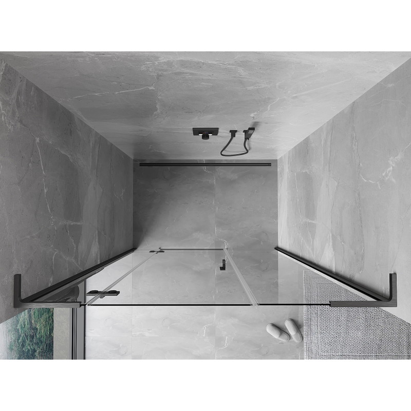 Mexen Mist-H L kairiosios pusės dušo durys 120 cm, permatomos, šlifuota pilka spalva - 8A5L-120-001-66-00-L