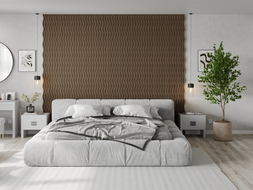 Mexen Lam-SF 01 akustinės sienų plokštės 280 x 30 cm, veltinis 9 mm, techninė fanera, Tamsusis Riešutas - S106-280-01-044