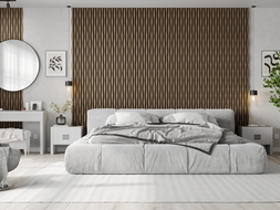 Mexen Lam-SF 01 Lam-SF 26 akustinės sienų juostelės 280 x 30 cm, veltinis 9 mm, techninis fanera, Tamsus Riešutas