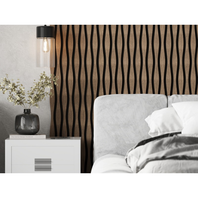 Mexen Lam-SF 01 Lam-SF 26 akustinės sienų juostelės 280 x 30 cm, veltinis 9 mm, techninis fanera, Tamsus Riešutas