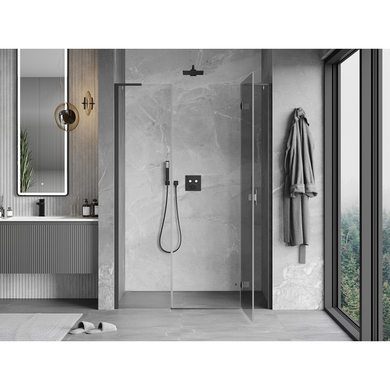 Mexen Mist-H L dešinės pusės atveriamos dušo durys 160 cm, permatomos, matinė pilka - 8A5L-160-001-66-00-P