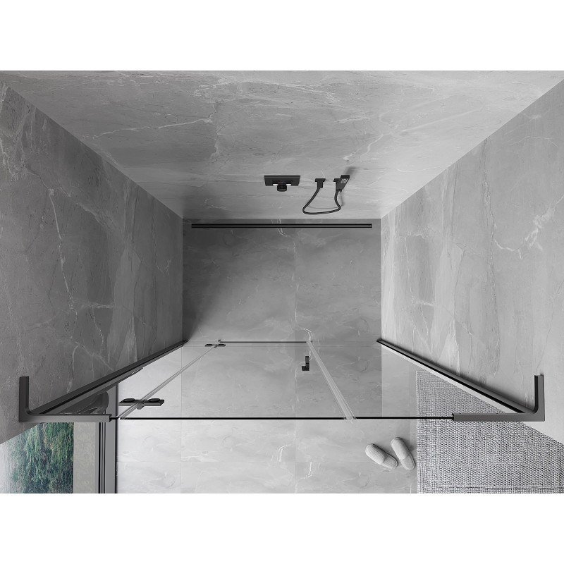 Mexen Mist-H L kairioji atveriama dušo durys 130 cm, permatomos, ginklų metalas - 8A5L-130-001-95-00-L