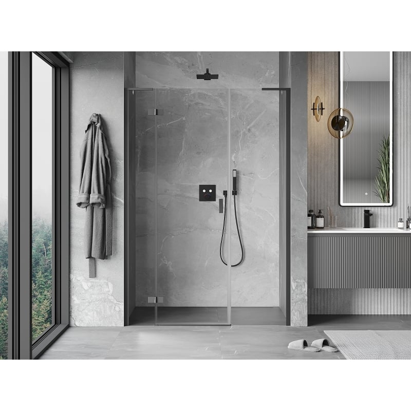 Mexen Mist-H L kairioji atveriama dušo durys 155 cm, permatomos, ginklų metalas - 8A5L-155-001-95-00-L
