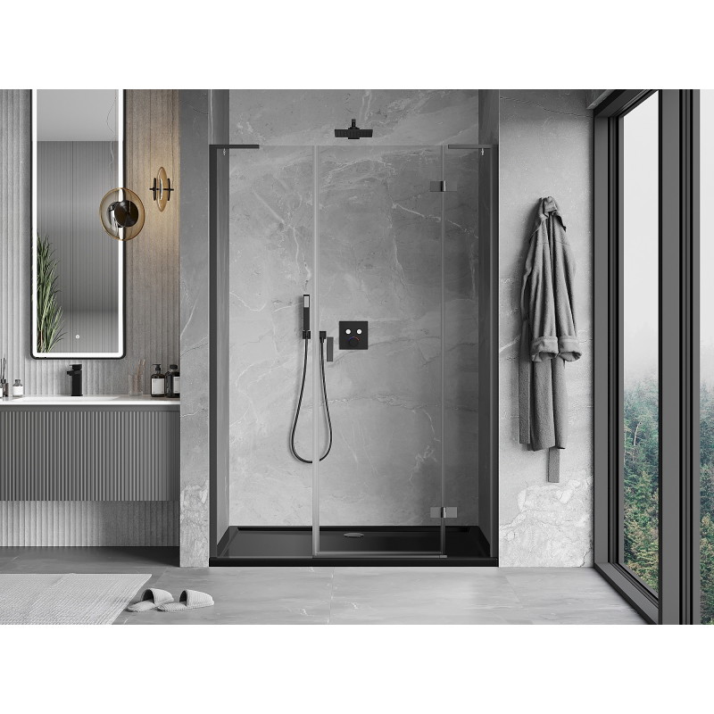 Mexen Mist-H L dešinės pusės dušo durys, 160 cm, skaidrios, gun metal - 8A5L-160-001-95-00-P