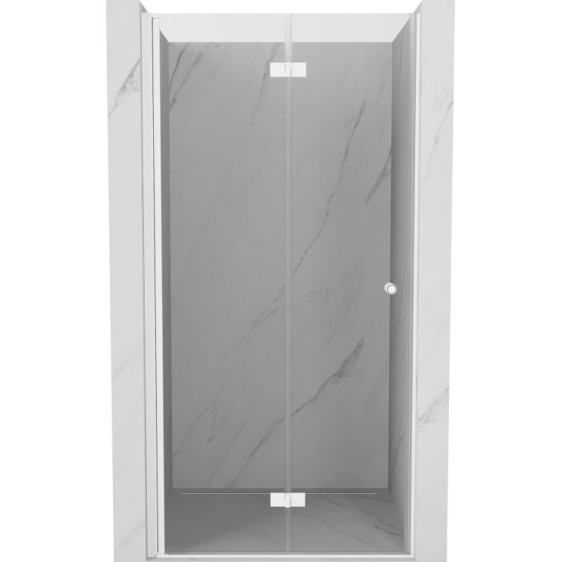 Mexen Mist-F sulankstomos dušo durys, kairės, 80 cm, skaidrios, baltos - 8A6-080-000-20-00-L