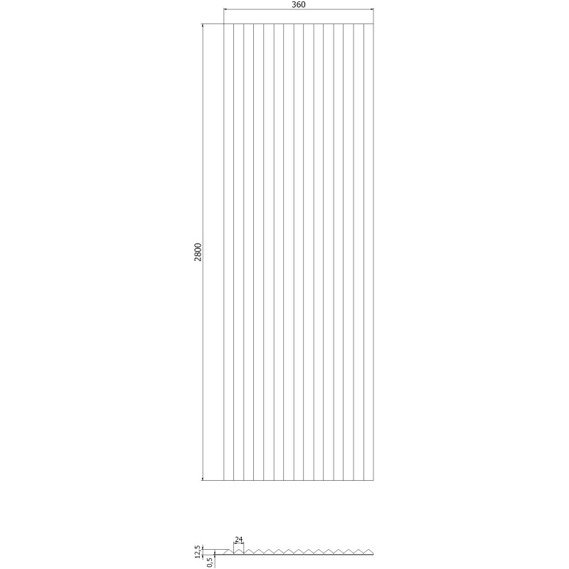 Mexen Ovalo 01 sieninės juostos rifliuotos lanksčios 280 x 36 cm, techninis lukštas, Juodasis Ąžuolas - S130-280-01-046