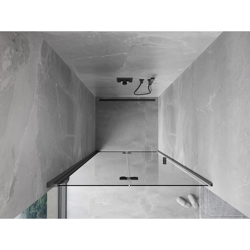 Mexen Mist-F kairė, sudedamosios dušo durys 110 cm, skaidrios, ginkluoto metalo - 8A6-110-000-95-00-L