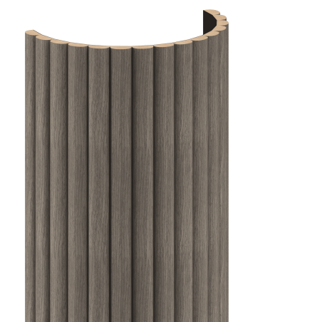 Mexen Ovalo 03 rifliuoti lankstūs sienų lamelės 280 x 36 cm, techninis fanera, Pilkas Ąžuolas - S130-280-03-043