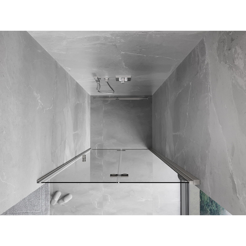 Mexen Mist-F sulankstomos dušo durys, dešinės, 70 cm, permatomos, šlifuotas nikelis - 8A6-070-000-97-00-P