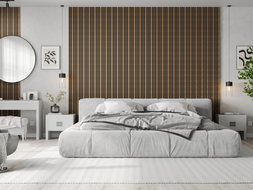 Mexen Lam-F Slim 01 akustinės sieninės juostelės 280 x 36,5 cm, veltinis 9 mm, techninis fanera, Tamsiai Riešutas