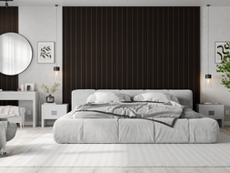Mexen Lam-F Slim 01 akustinės sieninės lentjuostės 280 x 36,5 cm, veltinis 9 mm, techninis lukštas, Juodas Ąžuolas
