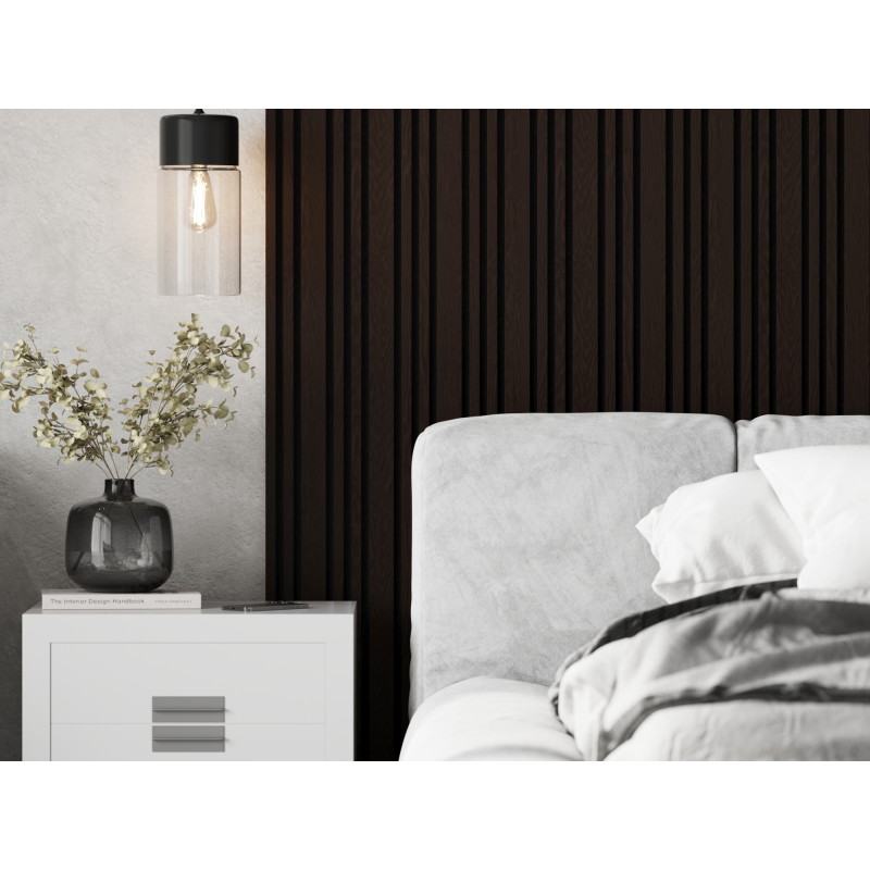Mexen Lam-F Slim 01 akustinės sieninės lentjuostės 280 x 36,5 cm, veltinis 9 mm, techninis lukštas, Juodas Ąžuolas