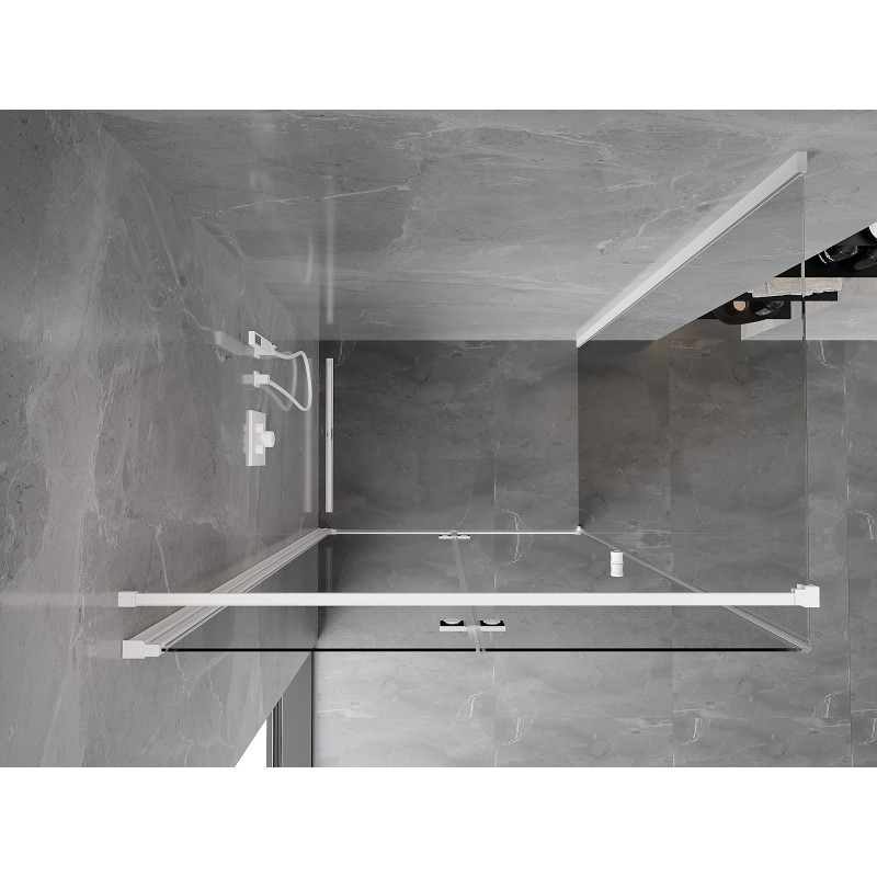 Mexen Mist-F sulankstoma dušo kabina kairė 120 x 95 cm, skaidri, balta - 8A6T-120-095-20-00-L