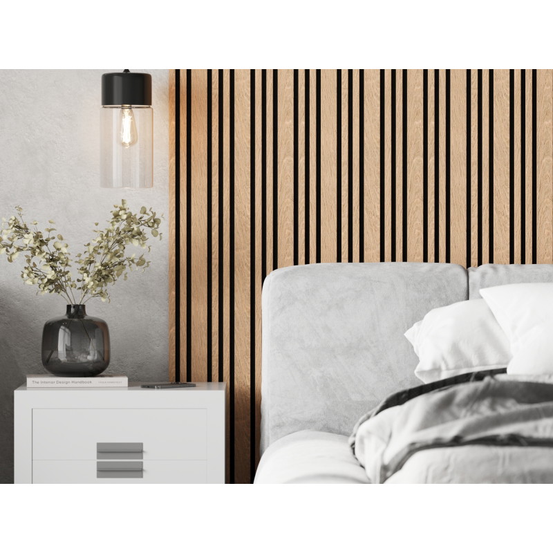 Mexen Lam-F Slim 01 Sieninės akustinės lamelės 280 x 36,5 cm, veltinis 9 mm, techninis faneris, Balintas Ąžuolas