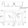 Mexen Tomas granito plautuvė 2 skyrių su virtuvės maišytuvu Telma, juoda taškuota - 6516-76-670200-70
