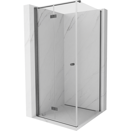 Mexen Mist-F Sulenama dušo kabina kairioji 95 x 95 cm, permatoma, šlifuota metalo pilka - 8A6T-095-095-66-00-L